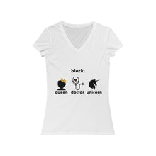 Load image into Gallery viewer, Queen Doctor Unicorn Women&#39;s V-Neck Tee
