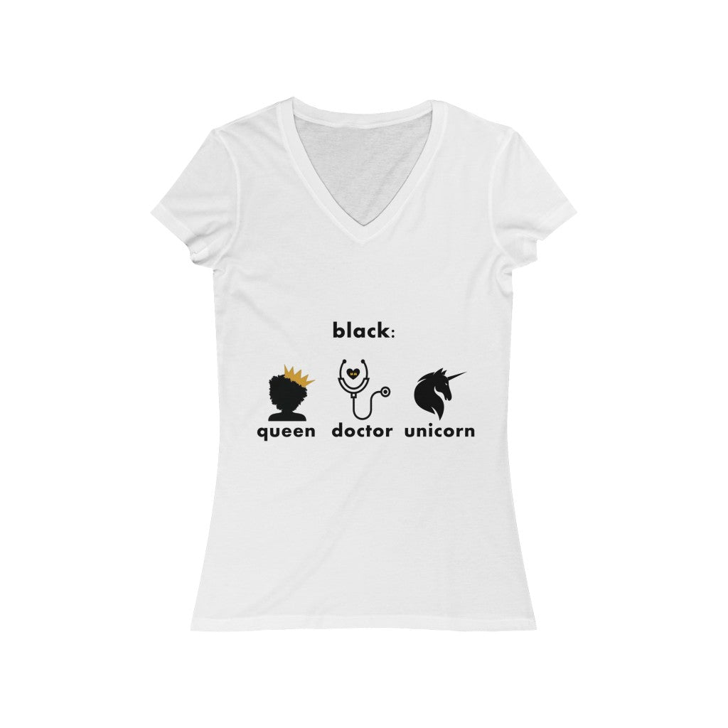 Queen Doctor Unicorn Women's V-Neck Tee